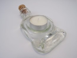 Świecznik z butelki płaski bezbarwny mini