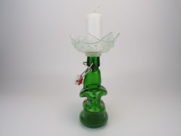 Świecznik z butelki stojący zielony Grolsch z granulatem