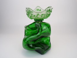 Świecznik z butelki stojący zielony Jägermeister z granulatem